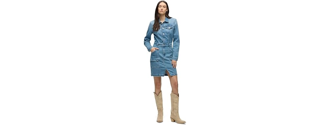 Hudson Women's Cargo Long Sleeve Denim Reconstructed Dress
