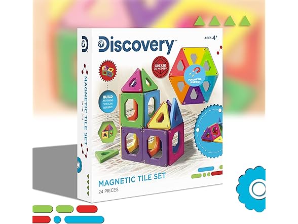 Discovery Kids 24pcs Magnetic Tile Building Blocks