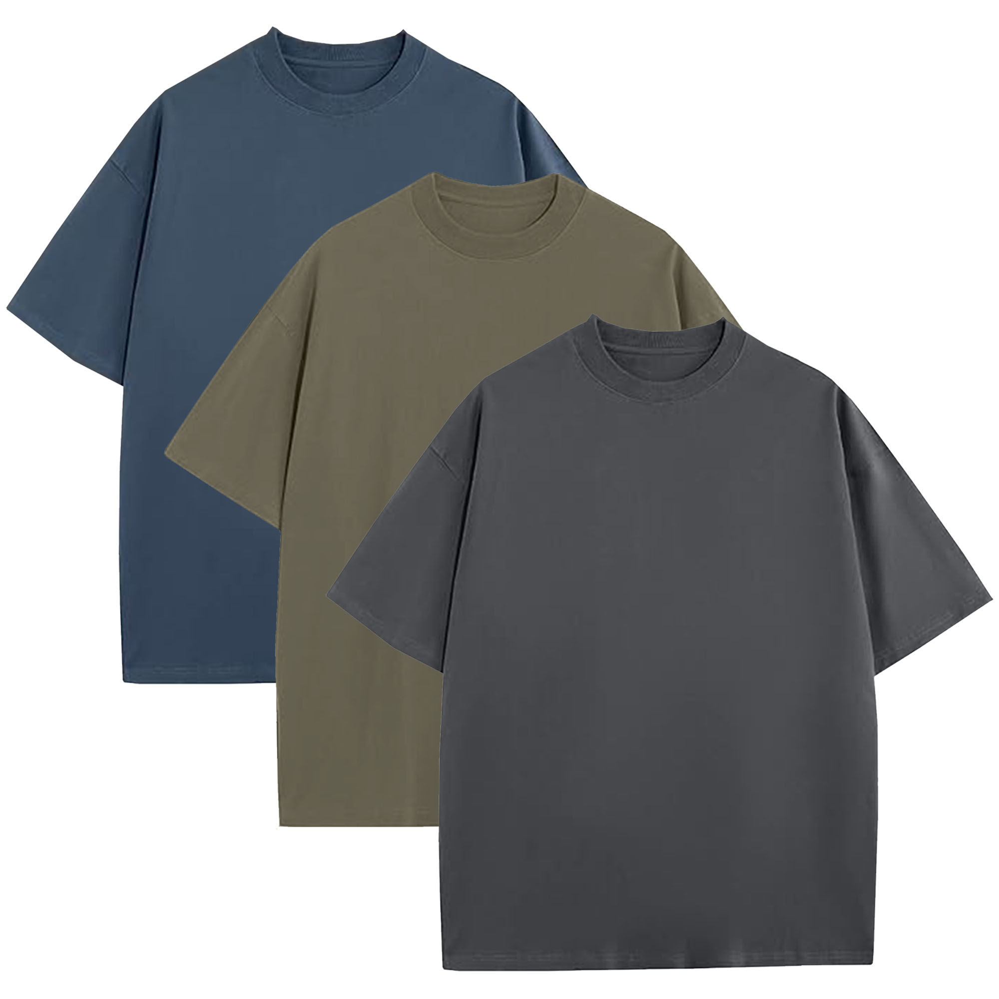 Mens Oversized Drop Shoulder Cotton Tee (1, 3, or 5Pk) - Gallery 35
