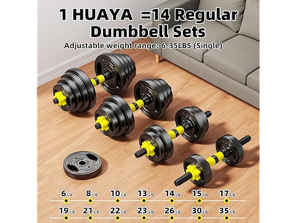 2x35lbs 4 in 1 Adjustable Dumbbell Set