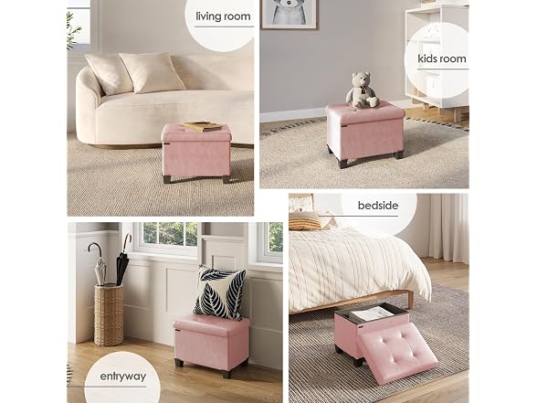 Storage Ottoman Cube Bin 16in Pink