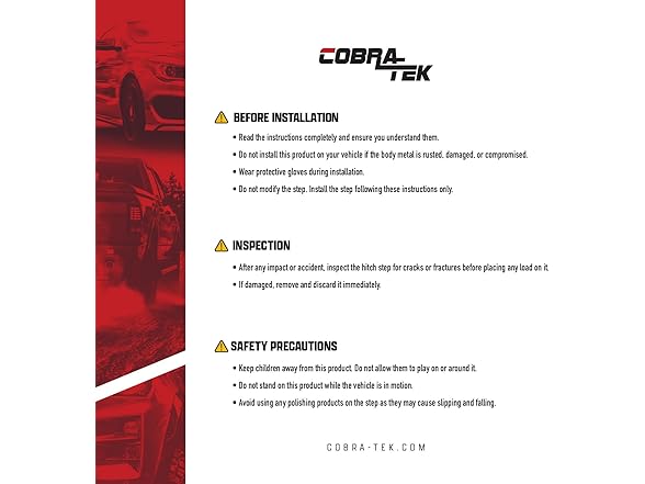 Cobra-Tek HS-007 36" Round Tube Double Hitch Step