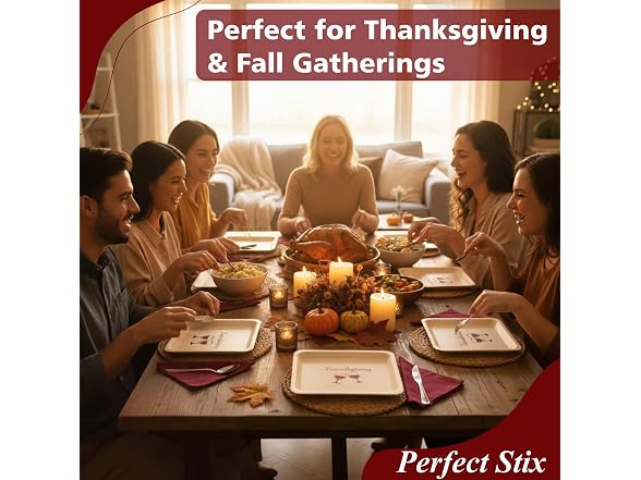 Perfect Stix Friendsgiving Plates and Napkins Set 