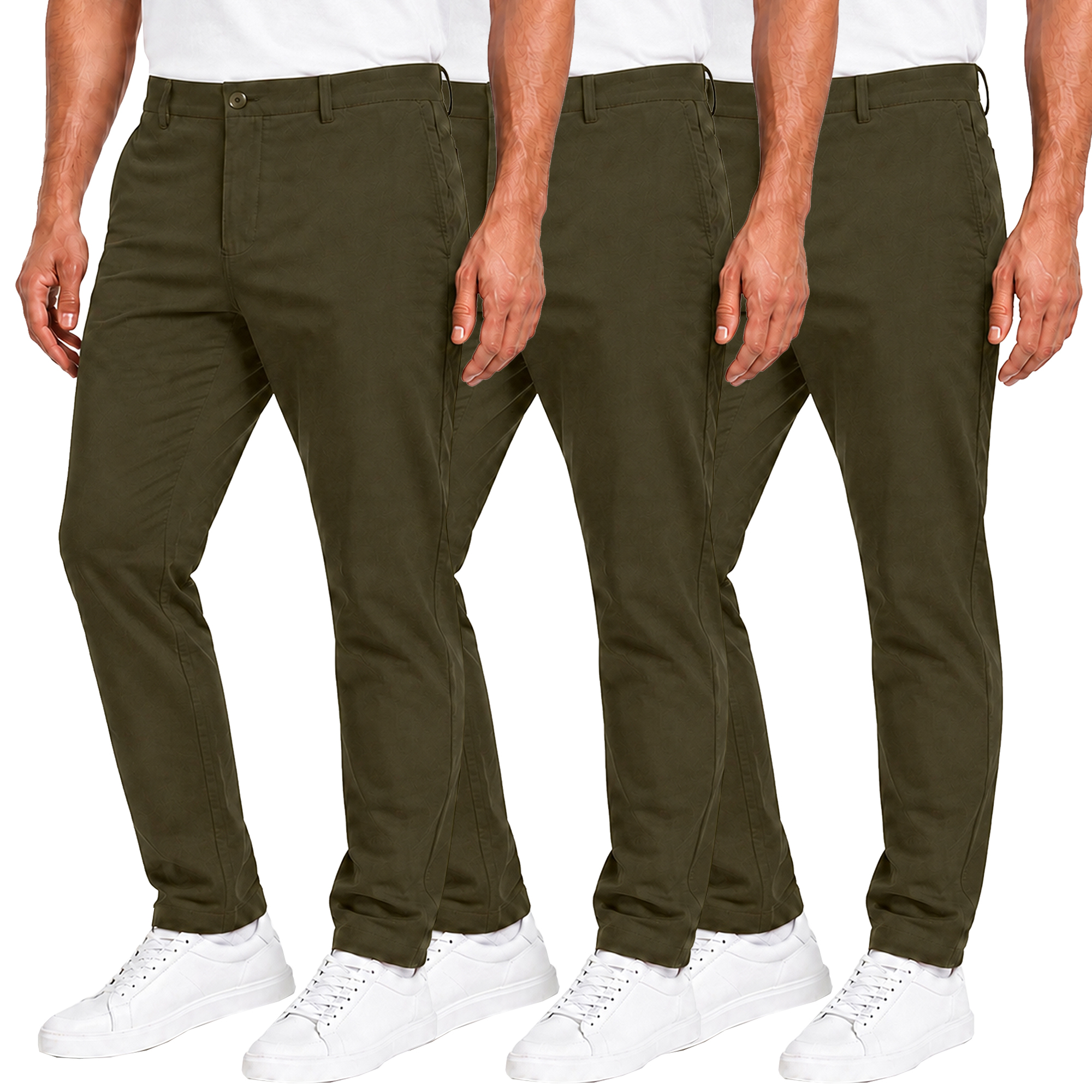 3Pk Mens Super Stretch Chino Pants - Gallery 35