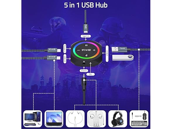 FHG DAC, External USB Sound Card Gaming