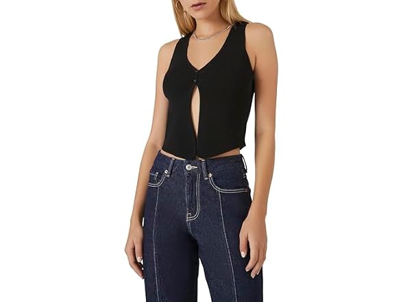 Forever 21 (M) Sweater-Knit Split-Hem Top