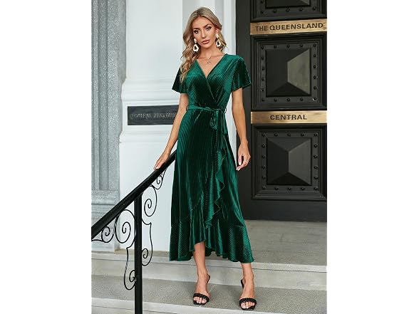 Miessial Women's (14) Women's Velvet Maxi Dress Re