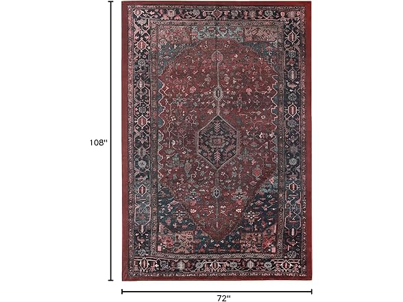 Superior Floral Medallion Washable Rug Cardinal Collection