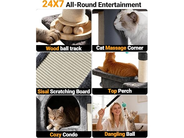 PetDance Eco-Wood Cat Tree Tower - Gallery 3