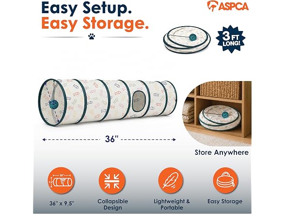 ASPCA Cat Tunnel with Rattle Toy