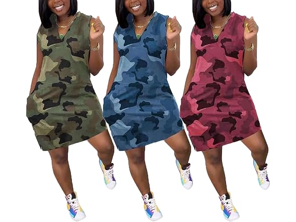 Vakkest Women (XL) Ladies Summer Dress V T Shirt