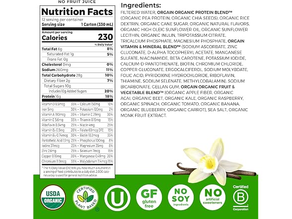 Orgain Organic Nutritional Vegan 16g Protein
