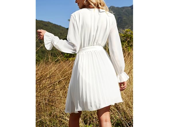 BBX Lephsnt Women (L) Lantern Sleeve V Neck Dress