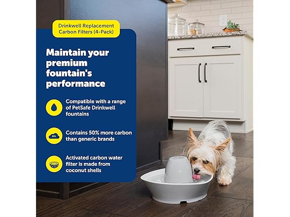 4PK PetSafe Drinkwell Replacement Carbon Filters