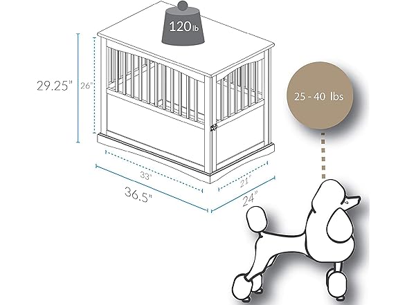 Casual Home Wooden Large Pet Crate, End Table