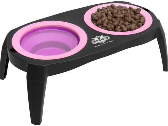 PET Adobe Elevated Dog and CAT Bowls, 2 Count, Pink