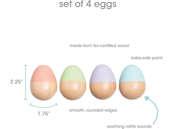 Pearhead Wooden Egg Shaker Baby Toy Set