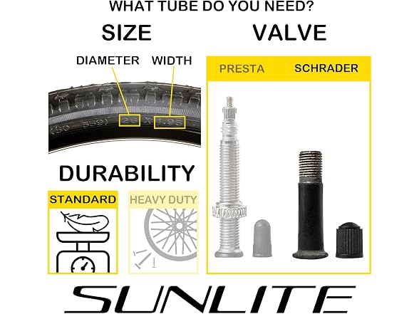 Sunlite Schrader Valve Bicycle Tubes, 26 x Valve - Gallery 2