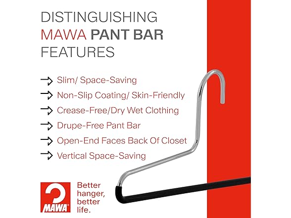 MAWA Non-Slip Space-Saving Hanger 4Pk