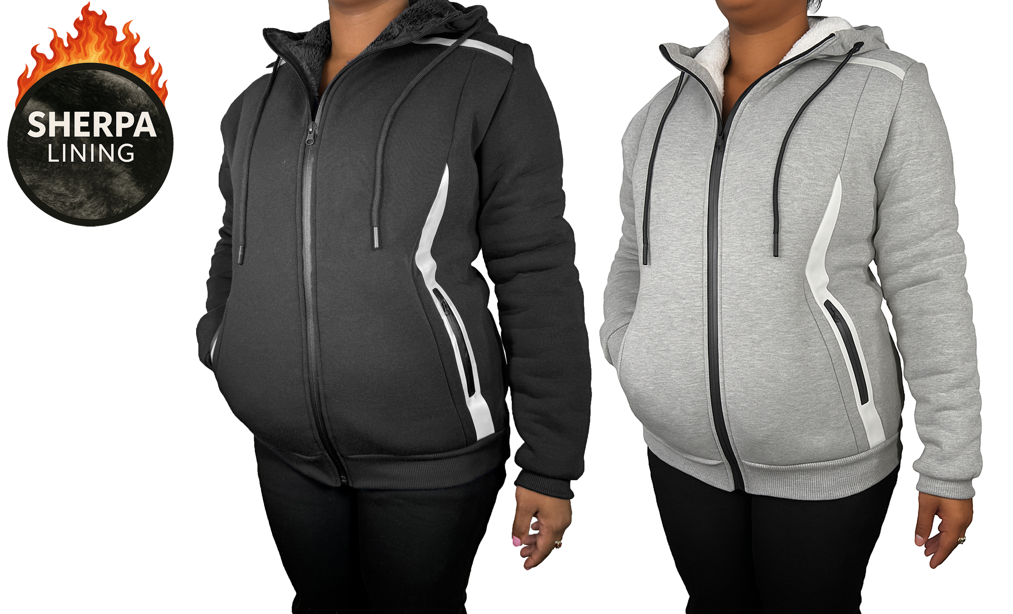 Womens Sherpa Reflective Tech Zip Hoodie - Gallery 30
