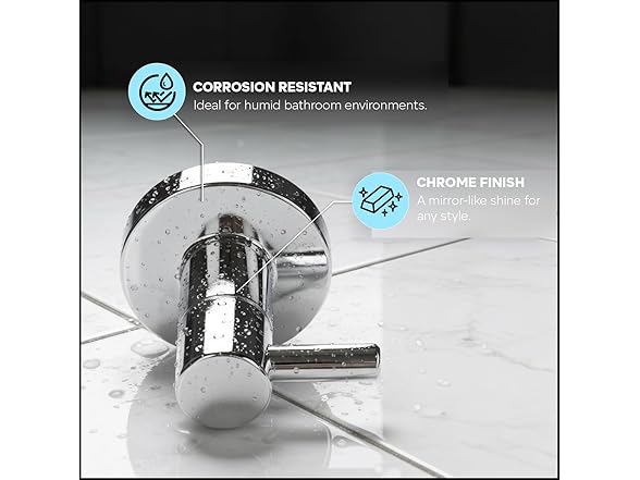 HIGHCRAFT Single Robe Hook in Chrome, Modern Bathroom Hook