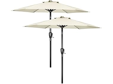 $34.99 Simple Deluxe 2-Pack 7.5' Patio Umbrella, Beige 2 Pack dealfomo