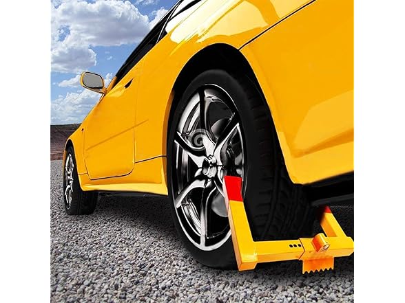 Zone Tech WL0003 Wheel Clamp Chock Lock Red/Yellow