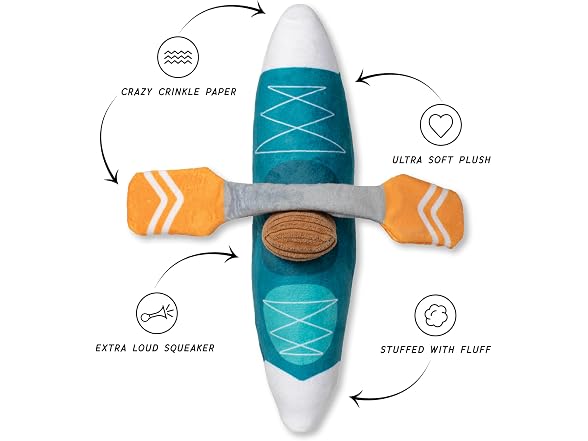 Fringe Studio Go with the Flow Plush Dog Toy, Kayak