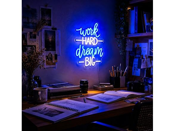 HSJNJKFU Work Hard Dream Big Neon Sign