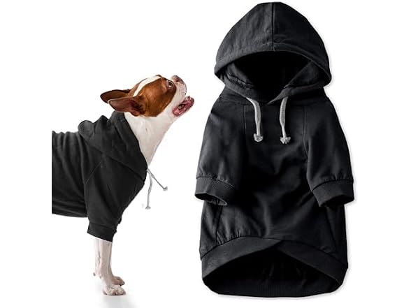 Pet Passion Rocky II Dog Hoodie, Black, XXX-Small