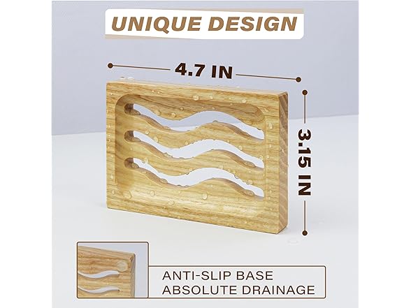 ENKEZI 2 Pack Wood Soap Dish