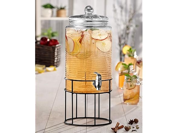 Style Setter Beverage Dispenser Cold Drink Dispenser Glass Jug
