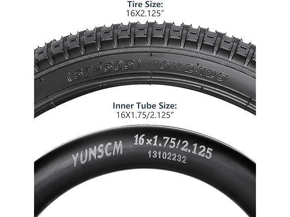 YUNSCM 16" Bike Tires & Tubes Set, 2-Pack