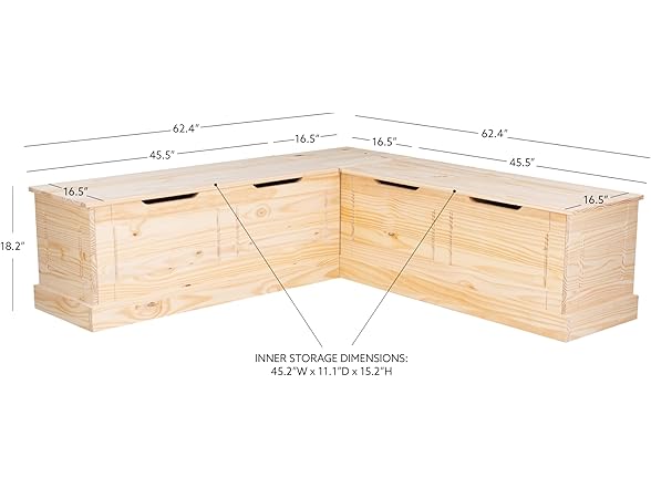 Linon Harris Unfinished Wood Backless Nook