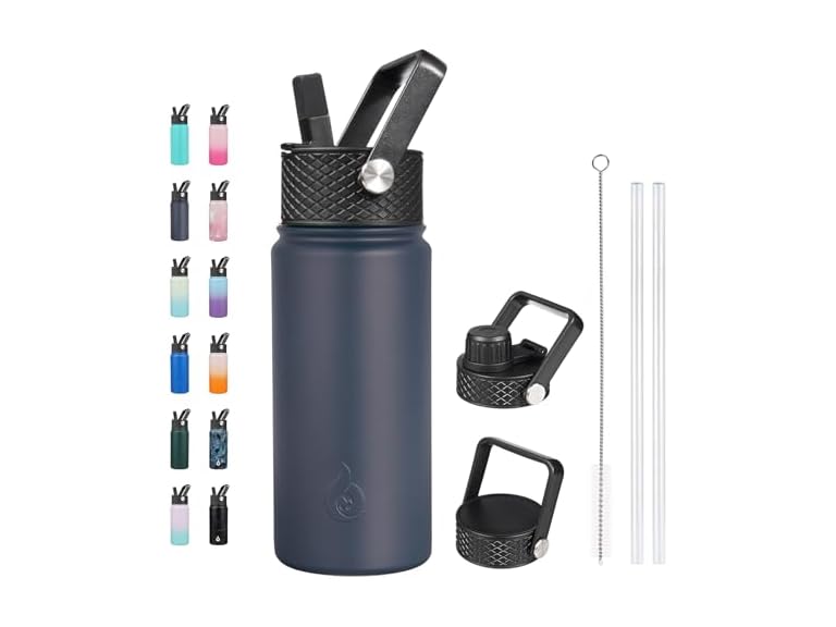 BJPKPK Insulated Water Bottles with Straw Lid