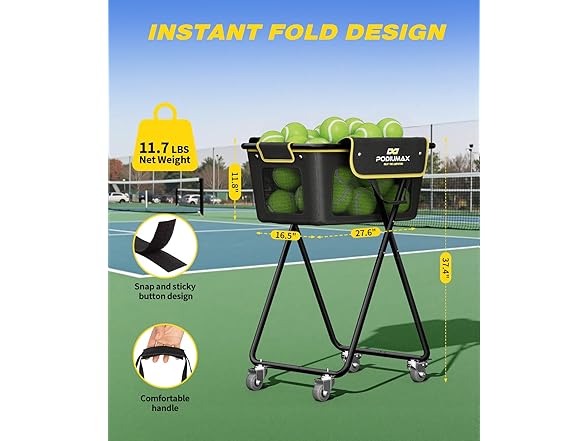 PodiuMax Pickleball Tennis Ball Hopper