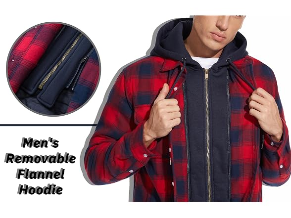 Tacvasen Men (XXL) Flannel Hood Men'S Jacket