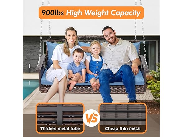 ZZW 8010 Upgraded Wicker Hanging Porch Swing