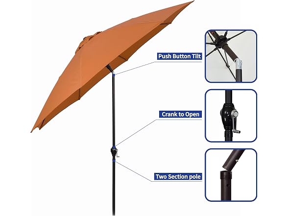 Sunline 9 ft Patio Umbrella with Crank & Pu Tuscan - Gallery 6
