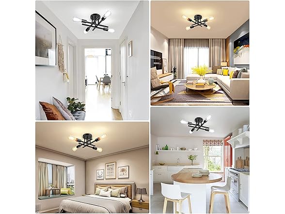 TOBUSA Semi Flush Mount Ceiling Light Fixture Matte Black