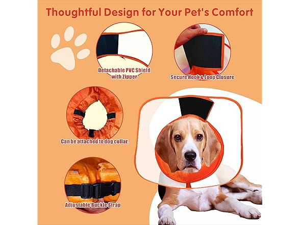 Lifnixer Inflatable Dog Cone, Orange XL