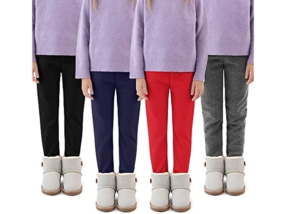 4 Pack Girls Fleece Lined Leggings