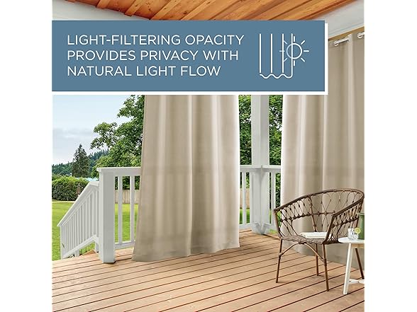 Cabana Taupe In/Outdoor Curtain 2Pk, 54"x108"
