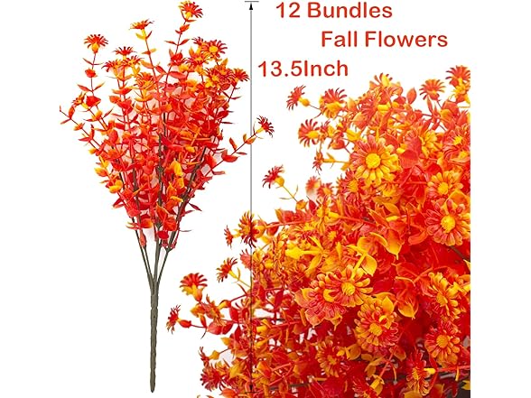 12 Bundles Artificial Fall Flowers 