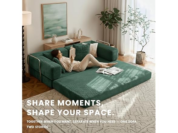 Alpen 77" Futon Sofa, Floor Foldable Sofa Couch