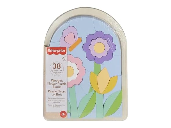 Fisher-Price Wood Preschool Toy Flower Puzzle Blocks