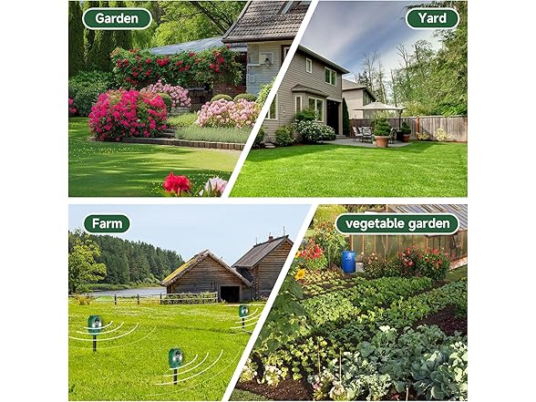 Solar Ultrasonic Animal Repellent Outdoor, 2 Pack
