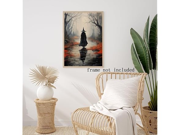 Witch in haunted forest painting