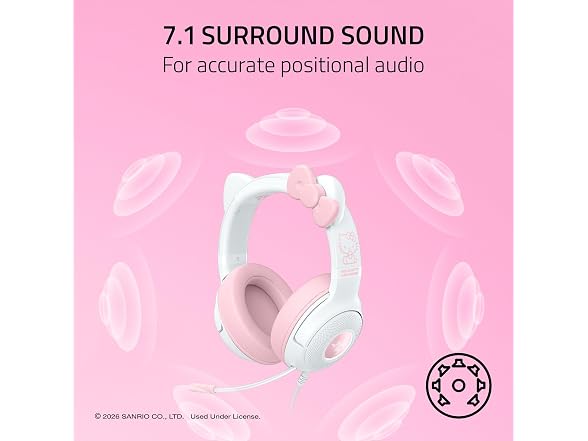 Razer Kraken Kitty V2 USB Wired Headset Hello Kitty Edition