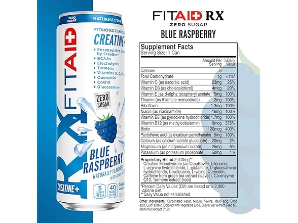 Lifeaid Fitaid Rx + Creatine Drink, Blue Raspberry